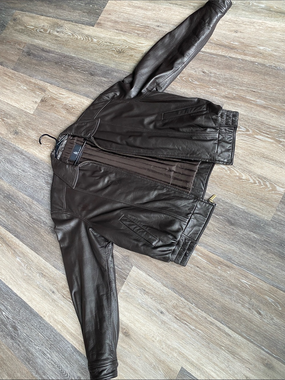 Men's Brown Leather Bomber Jacket